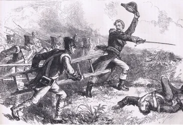 Pakenham führt den Angriff auf New Orleans an (Illustration aus Cassells Geschichte der Vereinigten Staaten)