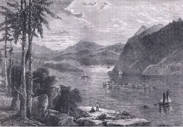 Die Hudson Highlands (Illustration aus Cassells Geschichte der Vereinigten Staaten)