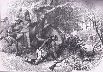 Verrat der Cherokee 1760, Illustration aus Cassells Geschichte der Vereinigten Staaten, veröffentlicht von Cassell, Petter & Galpin, um 1900 (Lithographie)