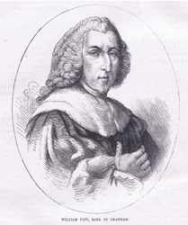 William Pitt, Earl of Chatham, Illustration aus Cassells Geschichte der Vereinigten Staaten, veröffentlicht von Cassell, Petter & Galpin, um 1900 (Lithographie)