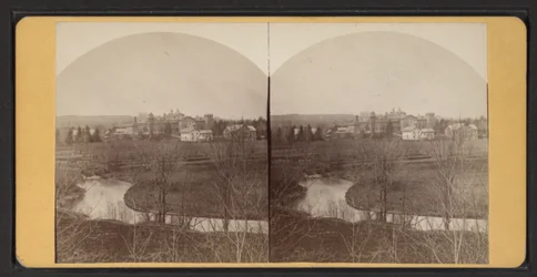 Vogelperspektive auf Wohngebäude, ca. 1870