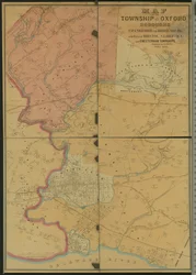 Karte der Gemeinde Oxford, Boroughs of Frankford & Bridesburg mit Teilen von Bristol, N. Liberties und Cheltenham Townships, 1849