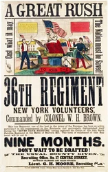 Ein großer Ansturm, Rekrutierungsplakat für das 36. Regiment, veröffentlicht von Baker & Goodwin