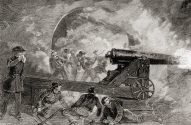 Eine Kasematte während der Bombardierung in der Schlacht von Fort Sumter, 12. April