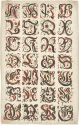 Alphabet, Frakturmalerei, ca. 1825-50