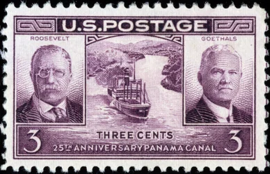 Amerikanische Briefmarke zum 25. Jahrestag des Panamakanals
