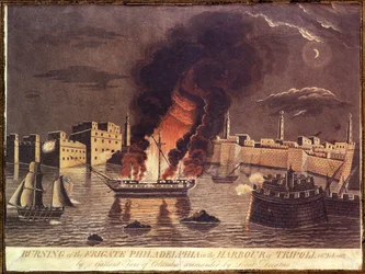Verbrennung der Fregatte Philadelphia im Hafen von Tripolis am 16. Februar 1804
