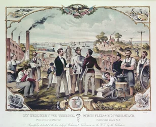Durch Fleiß gedeihen wir, veröffentlicht von Kimmel und Voigt, 1873