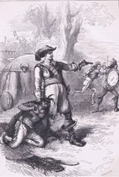 Colonel Atherton und die Indianer 1661, Illustration aus Cassell