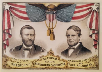Wahlplakat für die US-Präsidentschaftswahl 1868 mit Ulysses S. Grant und Schuyler Colfax, 1868