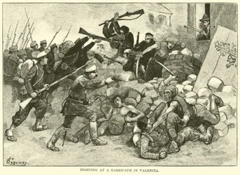 Kämpfe an einer Barrikade in Valencia