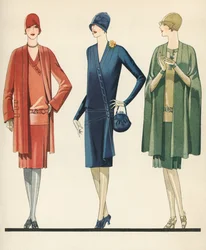 Flapper in Kleidern und Mänteln