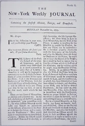 Titelseite des New-York Weekly Journal über Pressefreiheit
