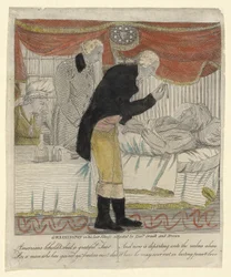 G. Washington in seiner letzten Krankheit, betreut von Drs. Craik und Brown, ca. 1800