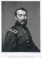General Philip Sheridan, graviert nach einem Foto von Robert E. Whitechurch (1814-ca.1883)