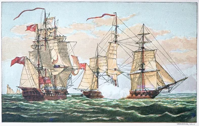 HMS Shannon gegen die amerikanische Chesapeake im Jahr 1813 während des Krieges von 1812