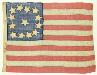 Handgenähte Flagge mit dreizehn Sternen, um 1830-80