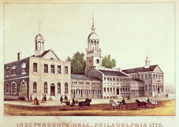 Independence Hall, Philadelphia, 1776, veröffentlicht von Nathaniel Currier (1813-88) und James Merritt Ives (1824-95)