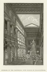 Innenraum des Parthenon mit Statue der Pallas-Athene