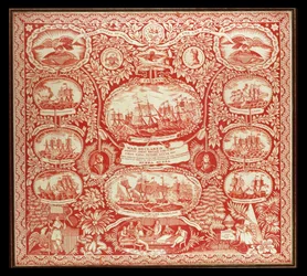 Taschentuch zur Erinnerung an die Siege des Krieges von 1812, ca. 1815