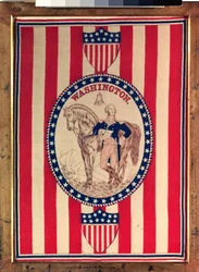 Taschentuch mit einem Ganzkörper-Reiterporträt von George Washington, ca. 1876