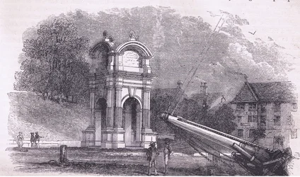 Denkmal in New Plymouth zur Markierung des Landeplatzes der Pilgerväter, Illustration aus Cassell