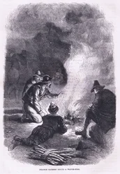 Pilgerväter um ein Wachfeuer, Illustration aus Cassell