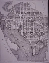Plan der Stadt Washington DC, entworfen von Major Pierre Charles L