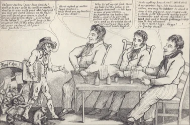 Politische Karikatur am Vorabend des Krieges von 1812, ca. 1812