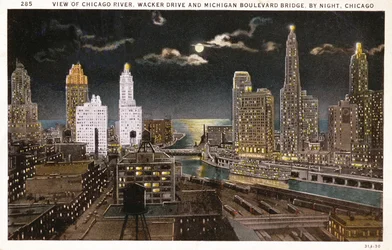 Postkarte von Chicago bei Nacht