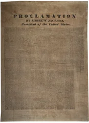 Proklamation von Andrew Jackson (1767-1845), Präsident der Vereinigten Staaten, 10. Dezember 1832