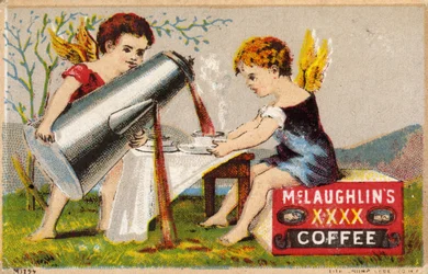 Putti gießt Kaffee ein