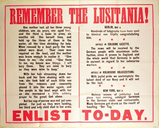 "Erinnere dich an die Lusitania" WWI Rekrutierungsplakat