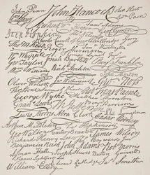 Unterschriften zur Unabhängigkeitserklärung, 1776, Illustration aus Cassells Illustrierter Geschichte Englands