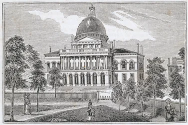 Südansicht des State House in Boston an der Beacon Street, aus 