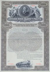 Musteranleihezertifikat für 1000 Dollar für die Chicago, Rock Island and Pacific Railway Company, 1898