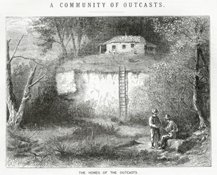 Die Häuser der Ausgestoßenen, Illustration für eine Feature-Story, A Community of Outcasts, aus Appletons Journal