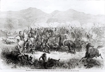 Die Indianerschlacht und das Massaker in der Nähe von Fort Philip Kearney, Dakotah-Territorium, 21. Dezember 1866