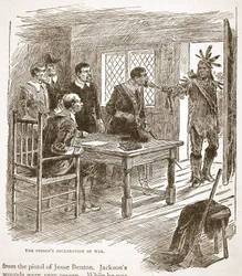 Die Kriegserklärung der Indianer, aus einem Buch veröffentlicht 1896