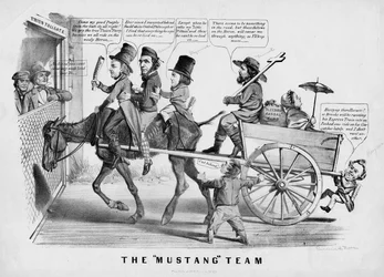Das Mustang-Team, veröffentlicht von Currer & Ives, New York, ca. 1856