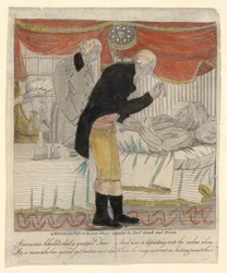 G. Washington in seiner letzten Krankheit, betreut von den Ärzten Craik und Brown
