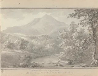 Ansichten in England, Schottland und Wales: Zwischen Llanrwst und Capel Cerrig, der Berg ist Moel Shiabod, der Fluss ist Lligwy