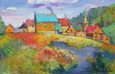 Lebendiges Dorf Flusswiese