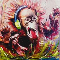 Energiegeladener Musik-Orang-Utan
