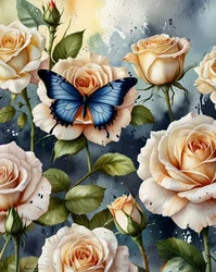Sanfte Rose und Schmetterling