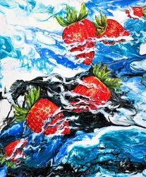 Lebendige flüssige Erdbeeren
