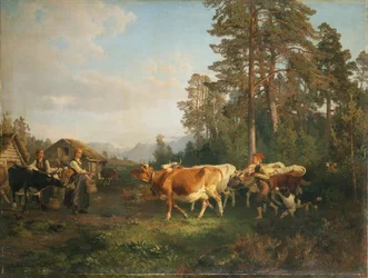 Landschaft mit Kühen