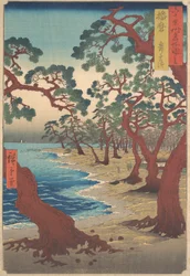Maiko-Strand, Provinz Harima, aus der Serie Ansichten berühmter Orte in den Sechzig..., ca. 1853