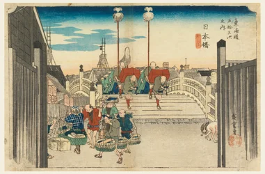 Nihon-Brücke, Morgenansicht, Nihonbashi, in Die Dreiundfünfzig Stationen der Tokaido-Straße (Tokaido Gojusan Tsugi-no Uchi)