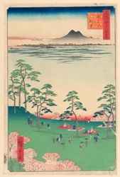 Nordblick vom Askua-Hügel (Askua-yama Kita no Chobo) aus der Serie Einhundert berühmte Ansichten von Edo